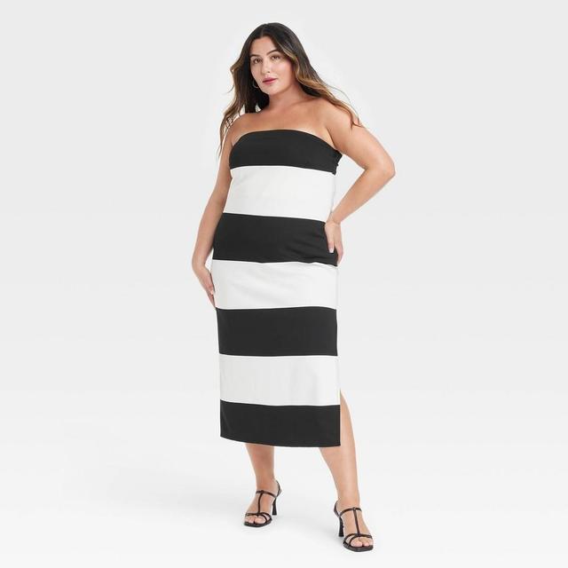 Womens Knit Midi Dress - A New Day Striped Product Image