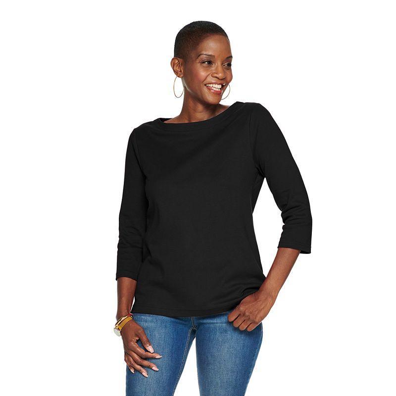 Womens Croft & Barrow Boatneck Top Dark Pink Product Image