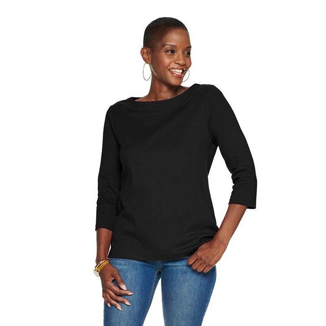 Womens Croft & Barrow Boatneck Top Dark Pink Product Image