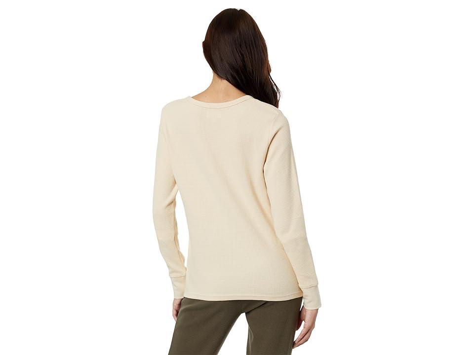 PACT Thermal Waffle Henley (Sandshell) Women's Clothing Product Image