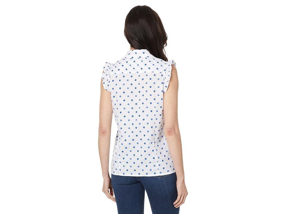 Tommy Hilfiger Womens Cotton Dot-Print Ruffled-Trim Top Product Image