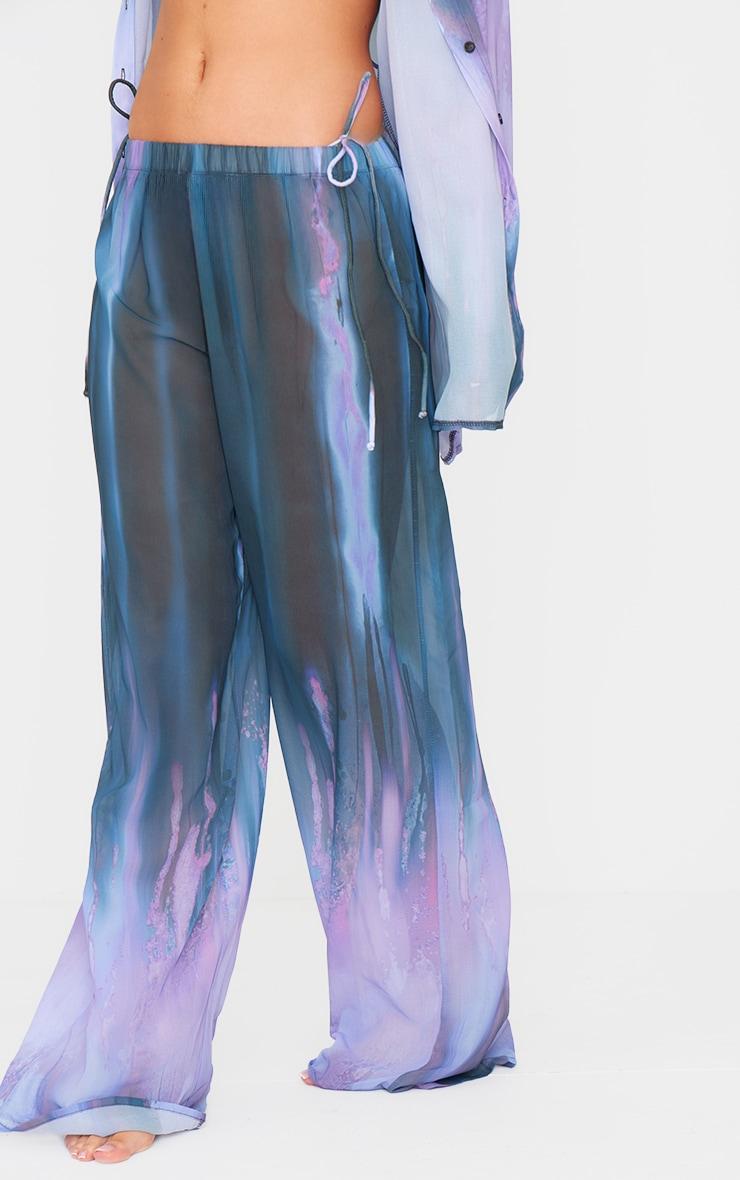 Purple Blur Tie Dye Print Beach Pants Product Image