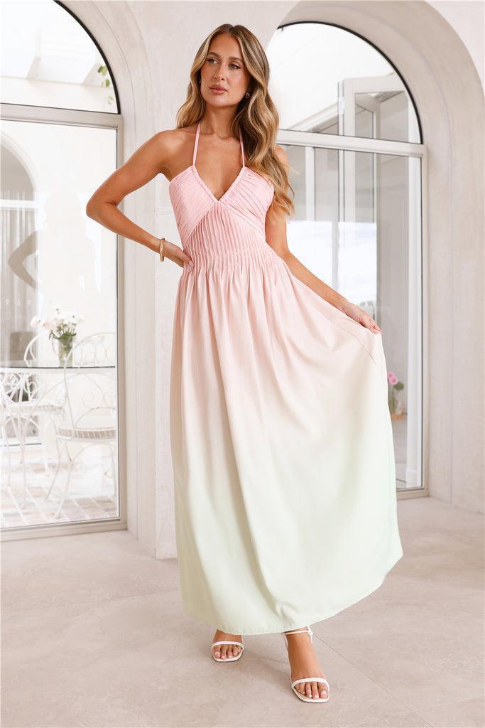 Rising Sun Halter Maxi Dress Green Product Image