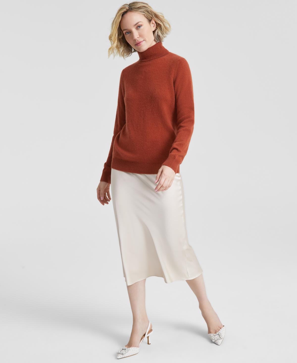 Charter Club 100% Cashmere Womens Turtleneck Sweater, Regular & Petites, Created for Macys Product Image