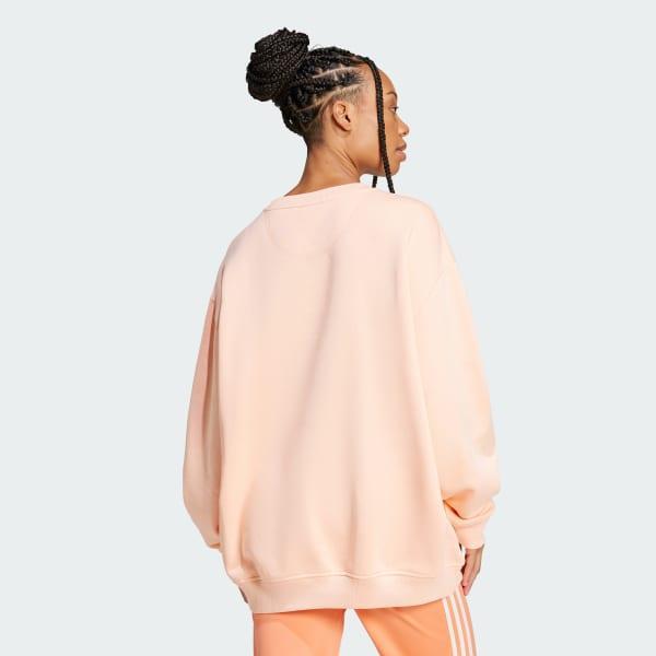 Essentials Fleece Long Oversized Crew Sweatshirt Product Image