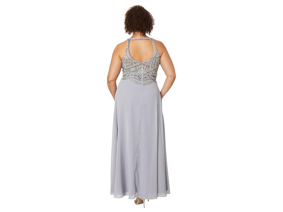 Betsy & Adam Long Metallic Beaded Top (Grey/Gunmetal) Women's Dress Product Image