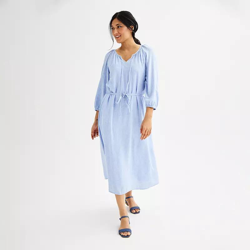 Womens Sonoma Goods For Life Linen-Blend Midi Dress Product Image