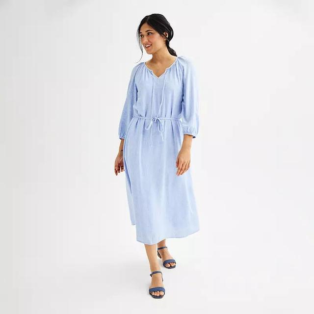 Womens Sonoma Goods For Life Linen-Blend Midi Dress Product Image