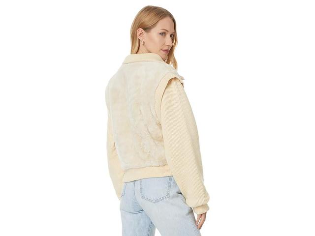 Blank NYC Faux Fur Sweater Bomber Jacket (Cream) Women's Coat Product Image