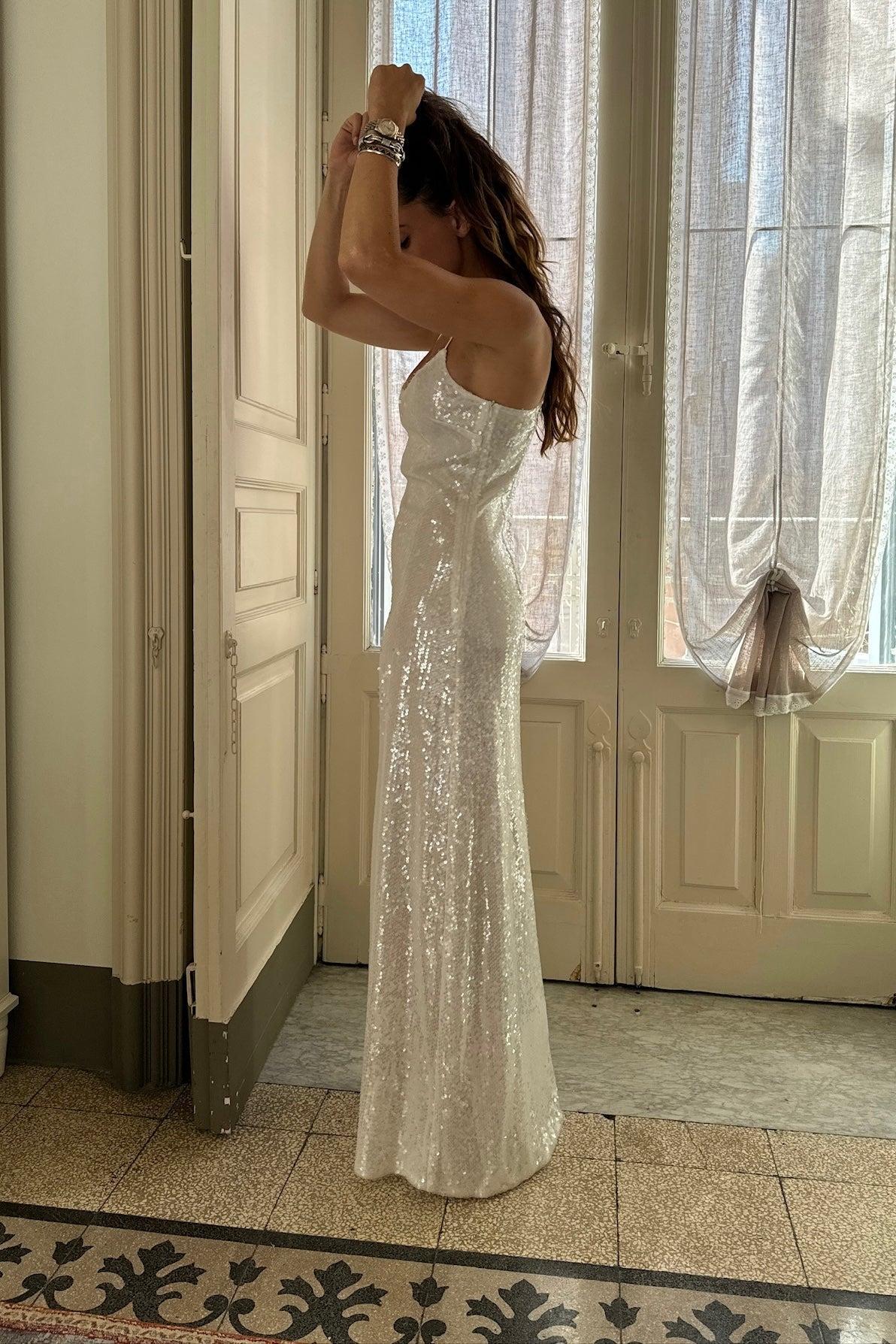 Gardenia White Sequin Maxi Dress Product Image