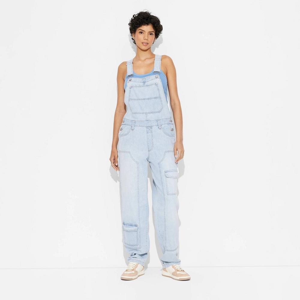 Womens Baggy Overalls - Wild Fable Light Wash XL Product Image