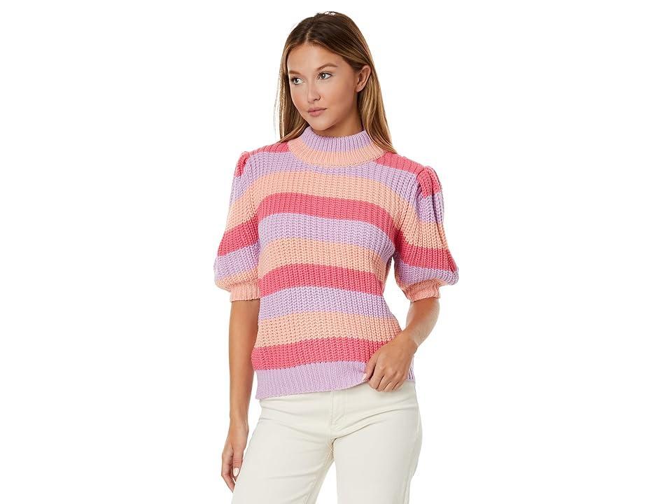 English Factory Stripe Puff Shoulder Mock Neck Sweater Product Image