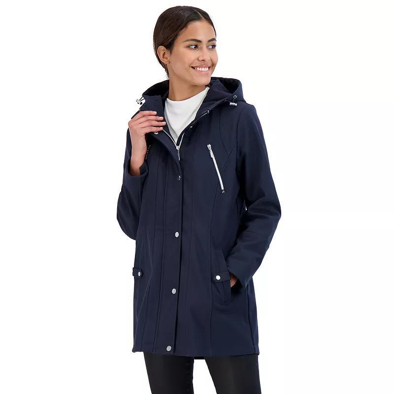 Womens Sebby Collection Hood Water-Resistant Anorak Jacket Blue Product Image