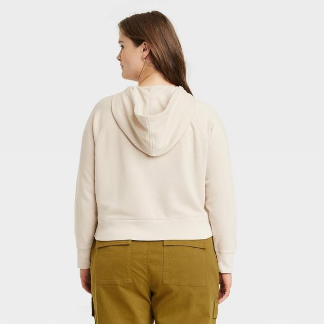 Womens Cropped Hoodie Sweatshirt - Universal Thread Khaki XXL Product Image