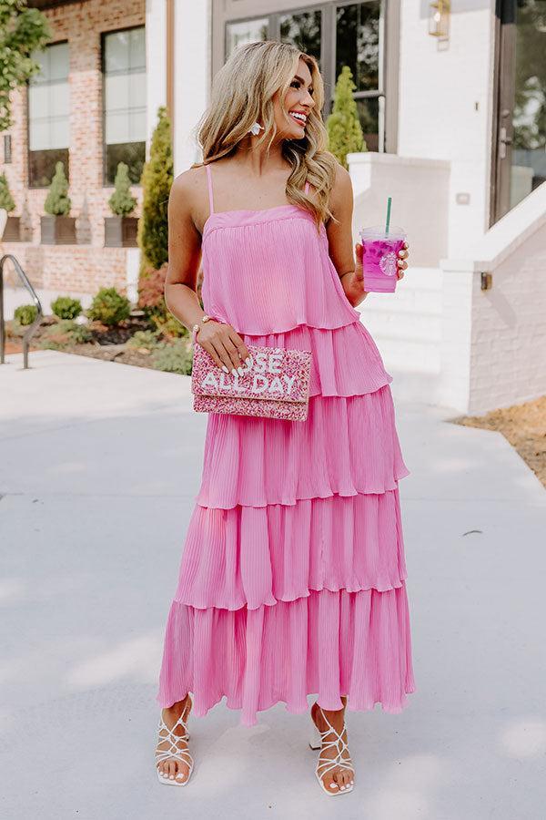 Dreamy Mood Pleated Midi In Pink Product Image