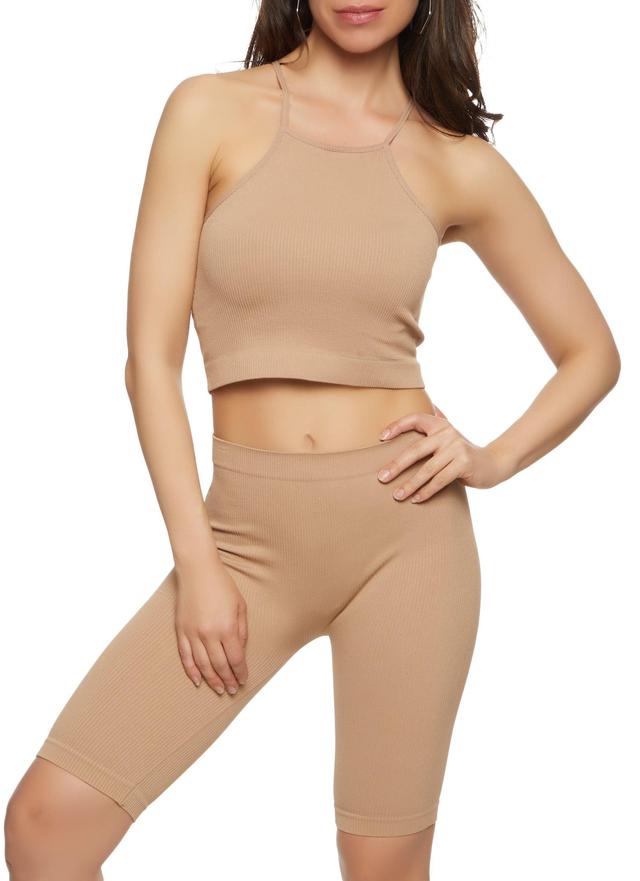 Womens Seamless Ribbed Knit Crop Top Product Image