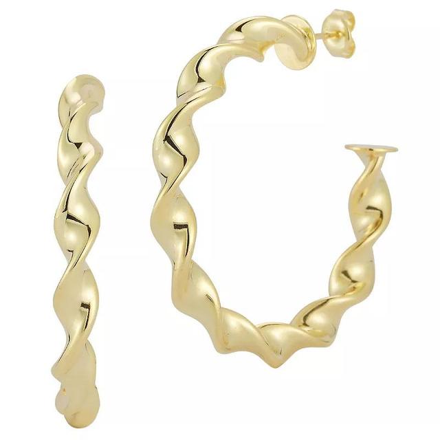 Sunkissed Sterling XL Twist Hoop Earrings, Womens, Yellow Gold Tone Product Image