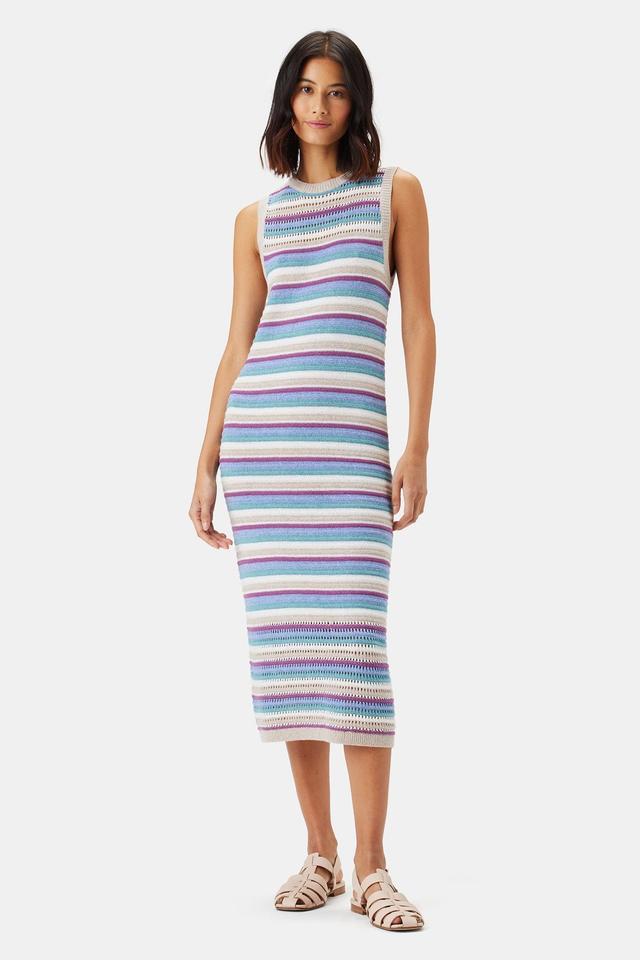 Louise Crochet Dress - Aqua Blue Multi Stripe Product Image