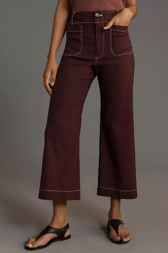 The Colette Cropped Wide-Leg Pants by Maeve: Contrast-Stitch Edition Product Image