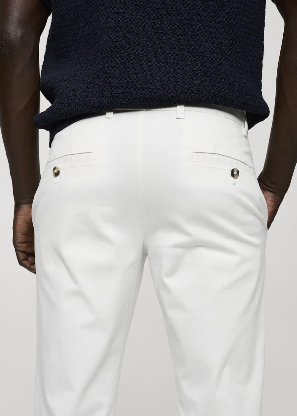 MANGO MAN - Cotton tapered crop pants whiteMen Product Image