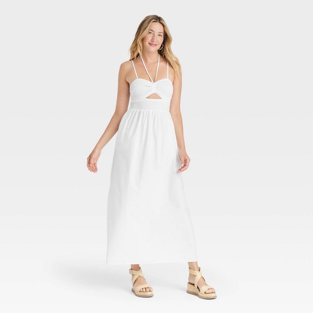 Womens Smocked Cut-Out Maxi Sundress - Universal Thread White Product Image