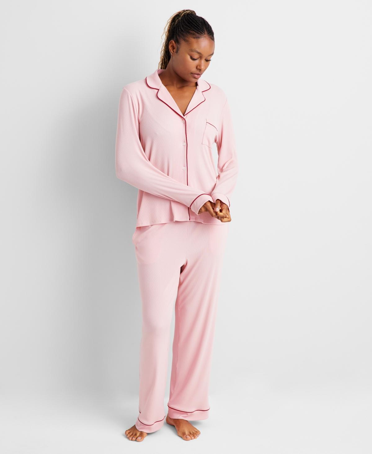 State of Day Womens 2-Pc. Packaged Ribbed Notched-Collar Pajamas Set Xs-3X, Created for Macys Product Image