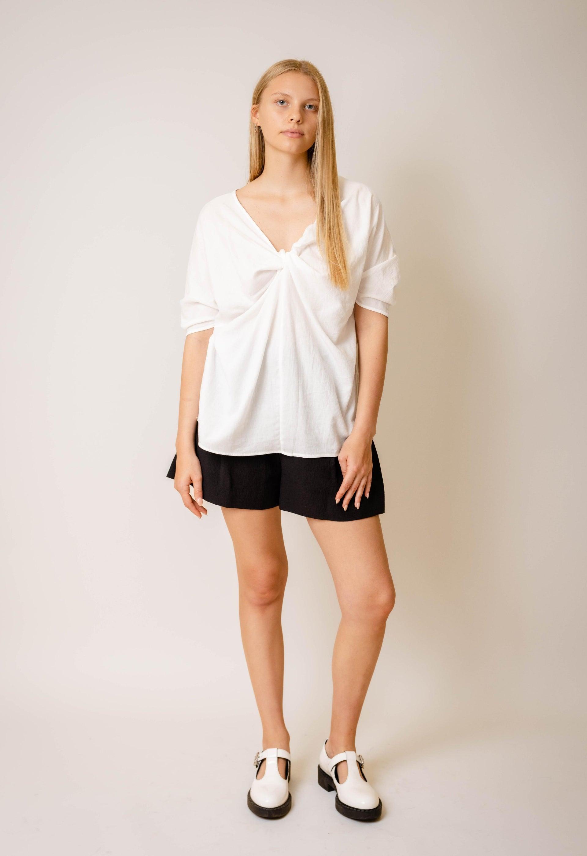 June Twist Blouse In White Product Image