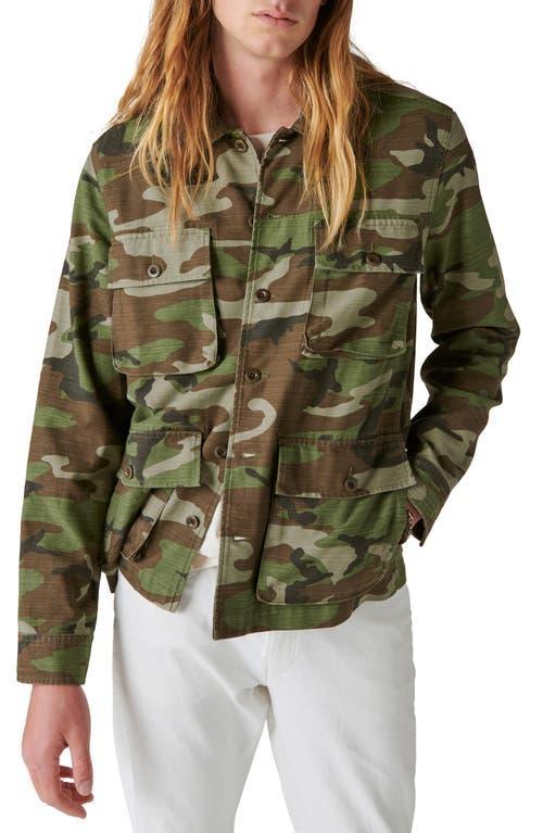 Lucky Brand Camo Slub Twill Button-Up Military Jacket Product Image