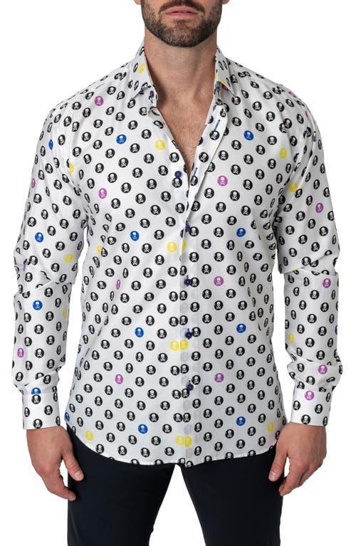 Maceoo Fibonacci Regular Fit Skullcircle White Button-Up Shirt Product Image