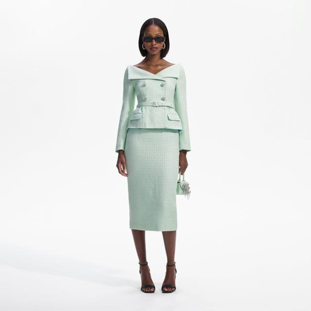 Mint Boucle Tailored Midi Dress Product Image