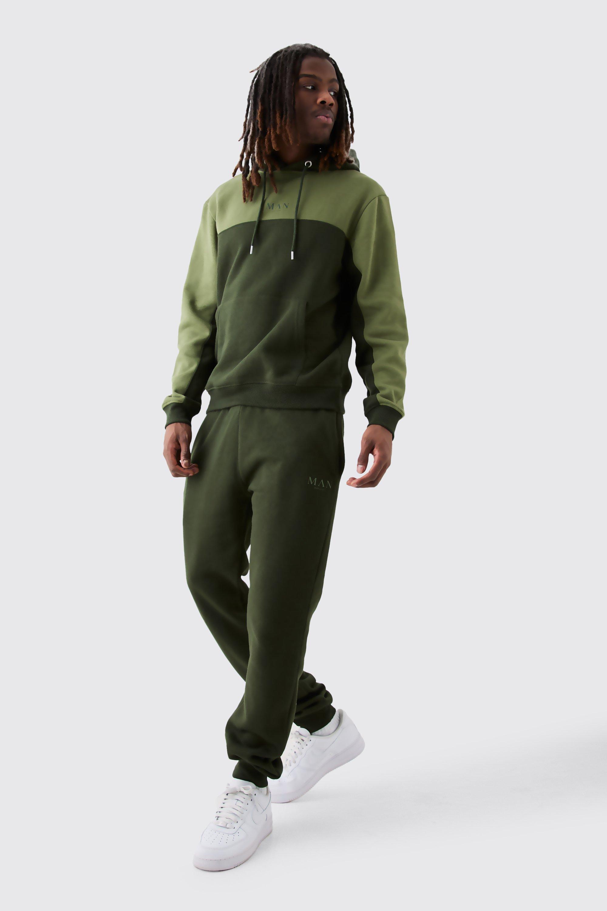 Mens Green Man Official Colour Block Hooded Tracksuit, Green Product Image