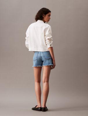 High Rise Midi Denim Shorts Product Image