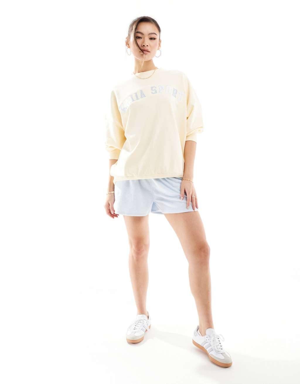 Kaiia athletic logo sweatshirt in lemon Product Image