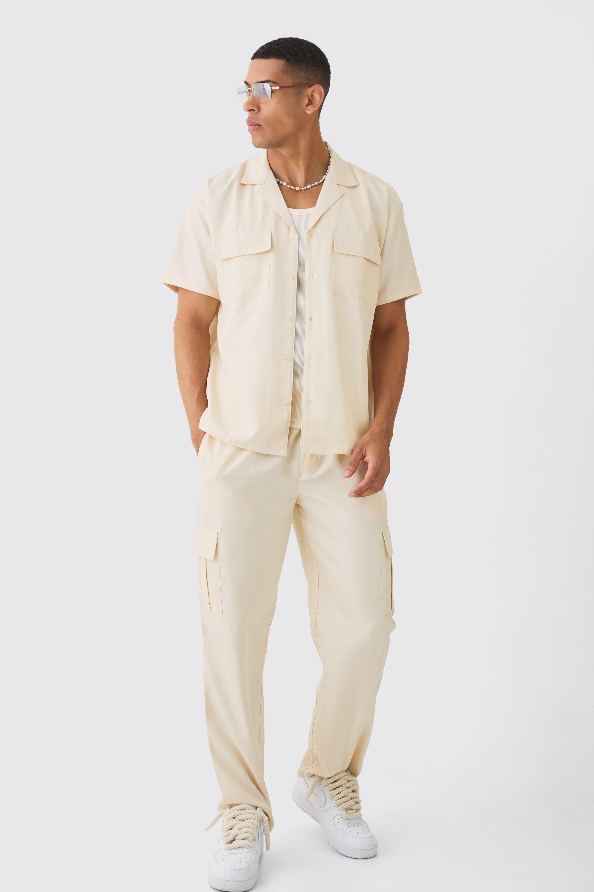 Oversized Revere Soft Twill Cargo Pocket Shirt | boohooMAN USA Product Image