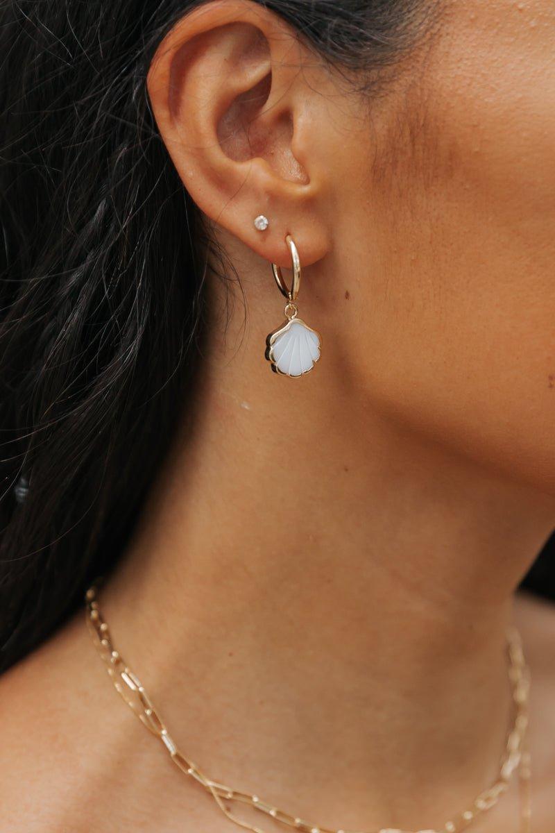 Mother of Pearl Shell Charm Earrings - FINAL SALE Product Image