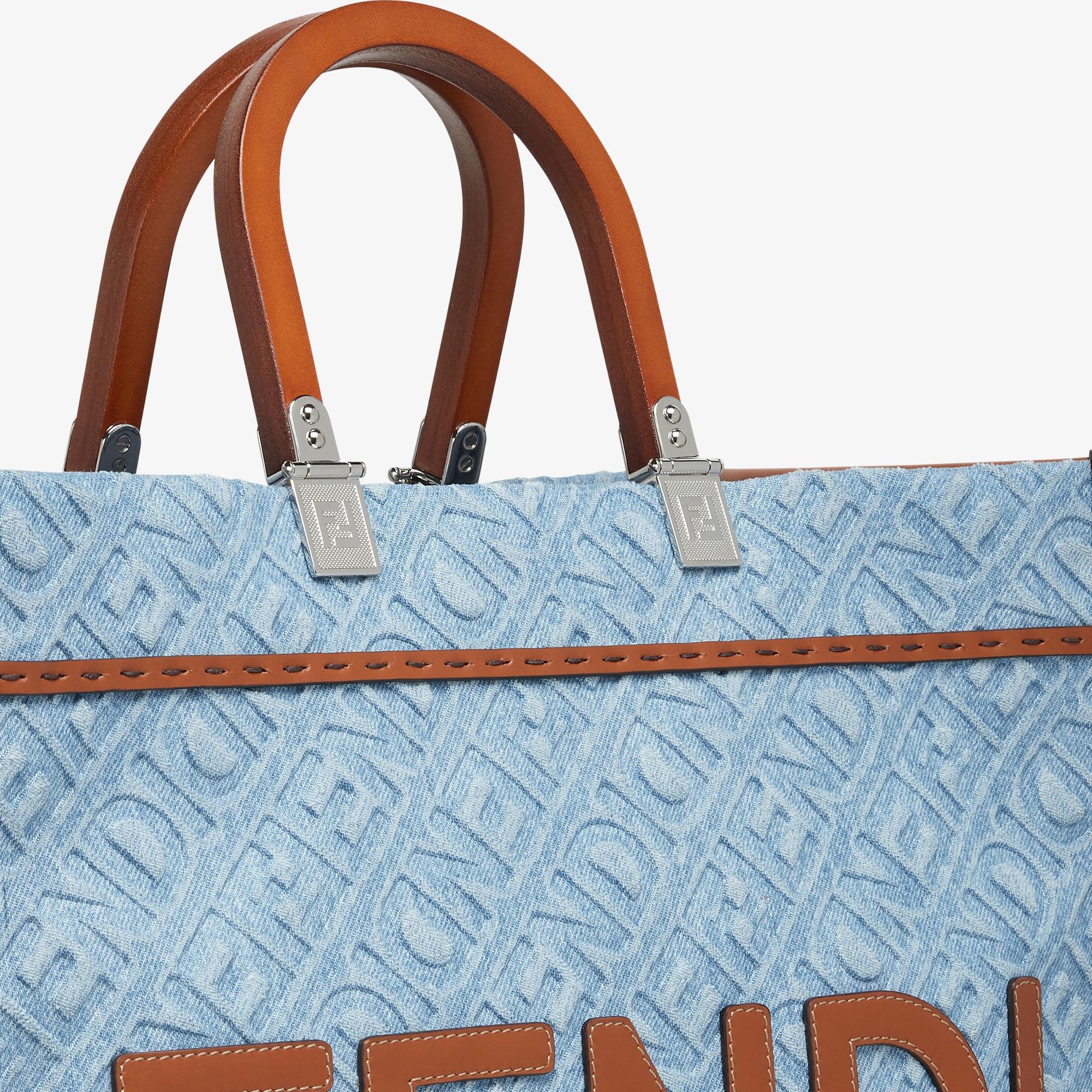 Fendi Sunshine MediumLight blue denim shopper bag Product Image