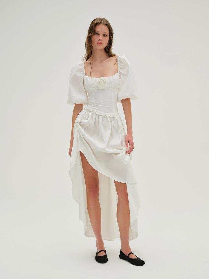 Whipped Cream Taffeta Maxi Dress — White Product Image