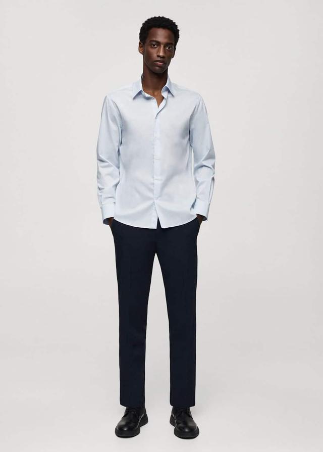 MANGO MAN - Slim fit stretch cotton shirt sky blueMen Product Image