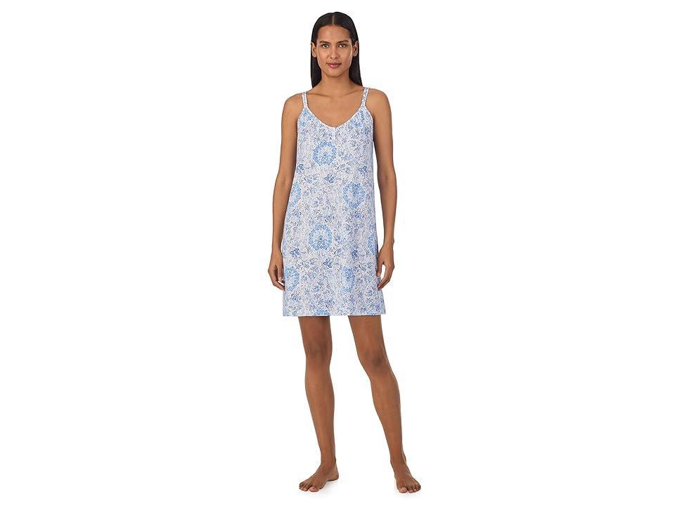 Lauren Ralph Lauren Short Nightgown (Blue Floral) Women's Pajama Product Image