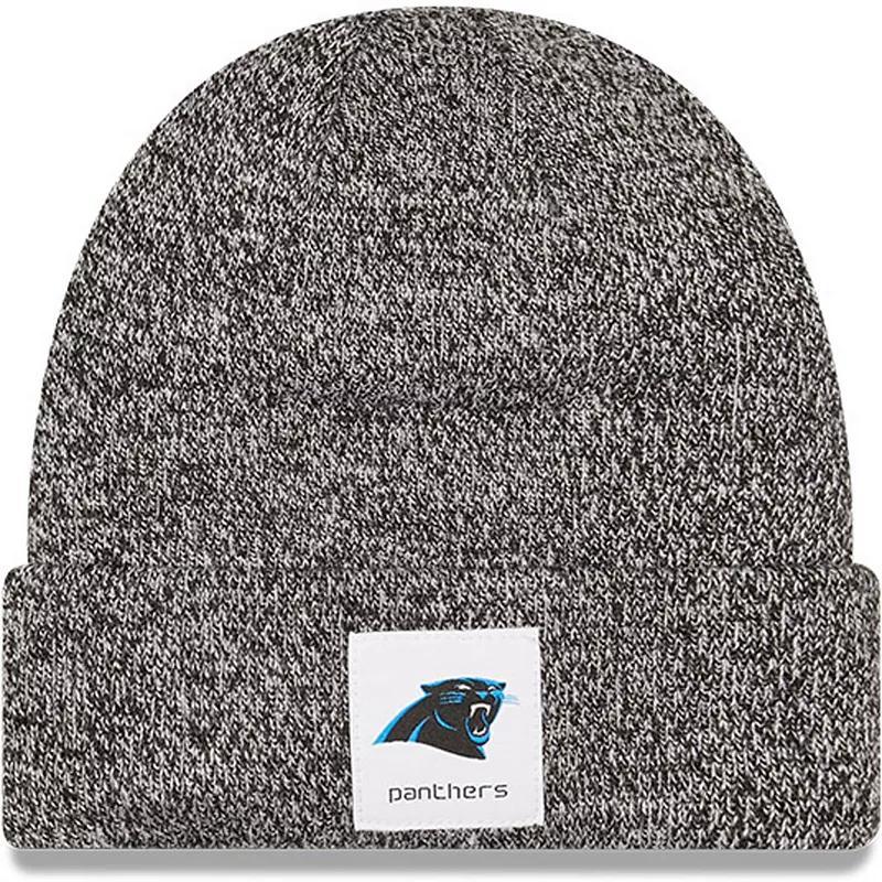 Mens New Era Heathered Black Carolina Panthers Hamilton Cuffed Knit Hat Product Image