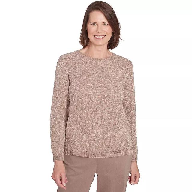 Petite Alfred Dunner Metallic Cheetah Textured Sweater, Womens Product Image