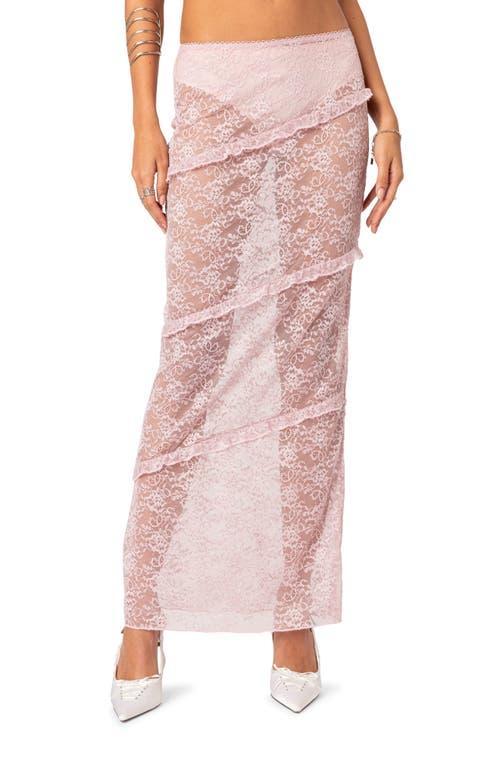 EDIKTED Myra Sheer Lace Ruffle Maxi Skirt Product Image