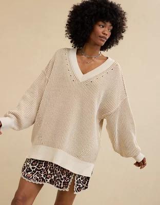 Aerie Beyond Chenille V-Neck Sweater Product Image