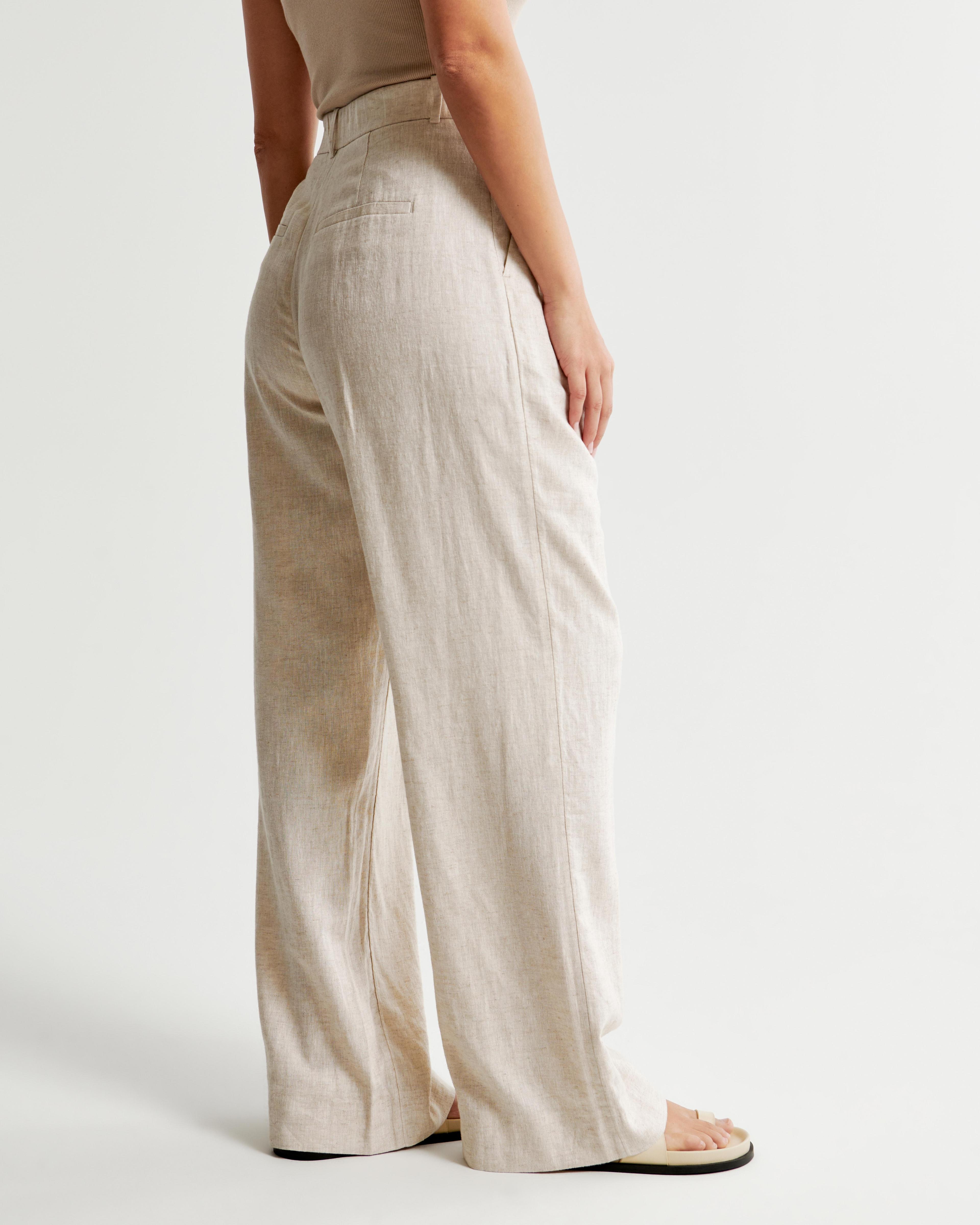 Curve Love A&F Sloane Tailored Linen-Blend Pant Product Image