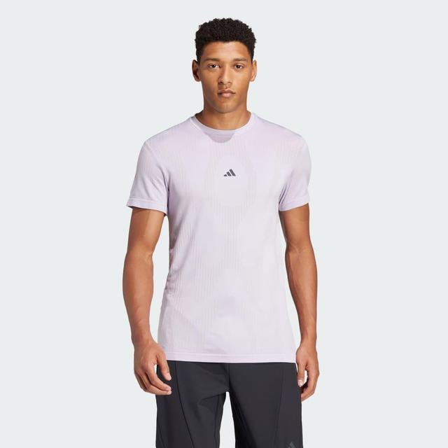 adidas Designed for Training Yoga Seamless Tee Shadow Fig L Mens Product Image