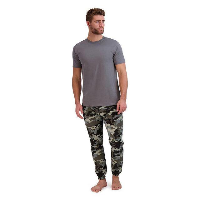 Mens Big & Tall Hanes Cotton Modal French Terry Sleep Set Poppy Seed Green Product Image