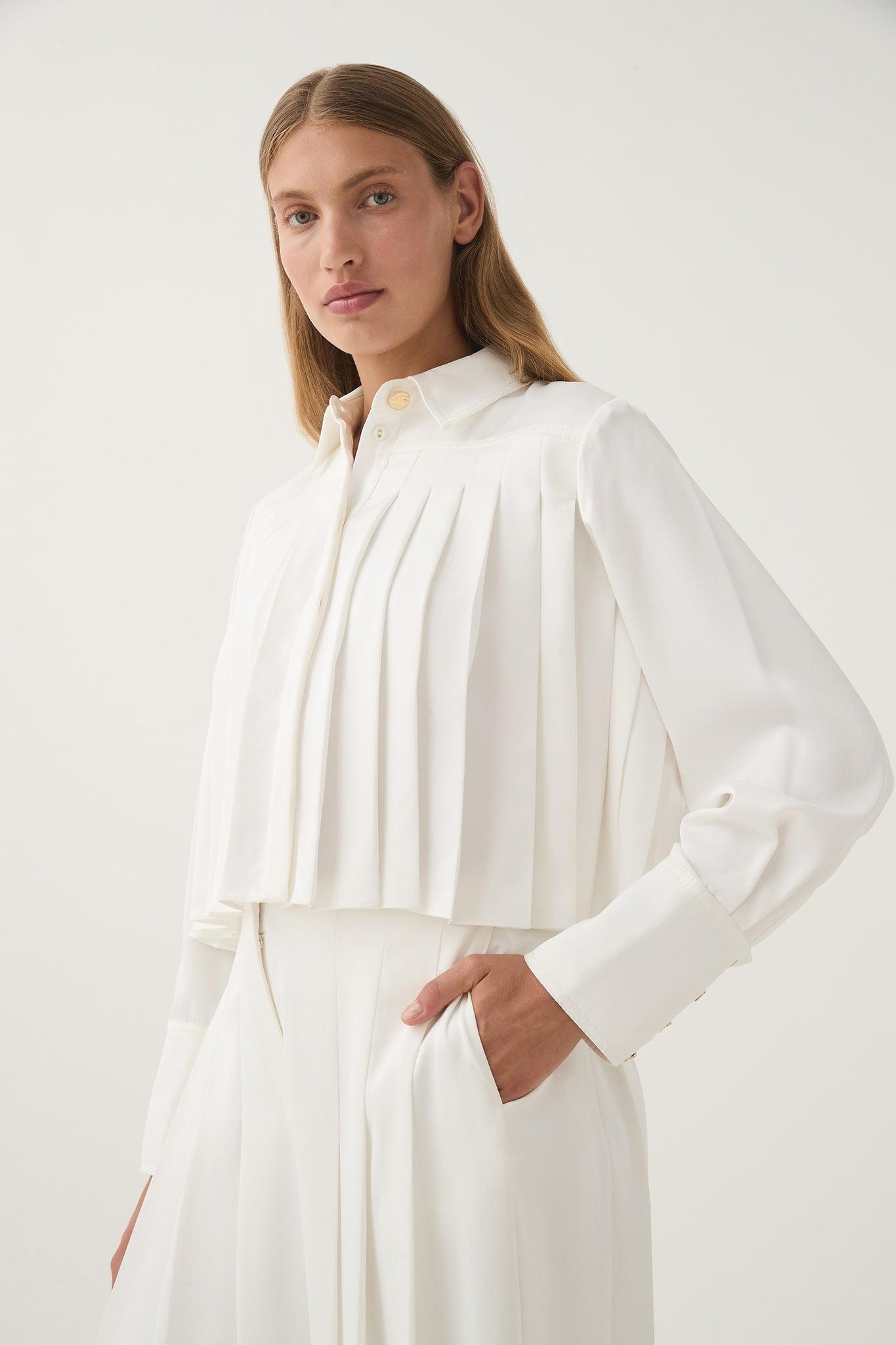 Estrade Pleated Crop Shirt Product Image