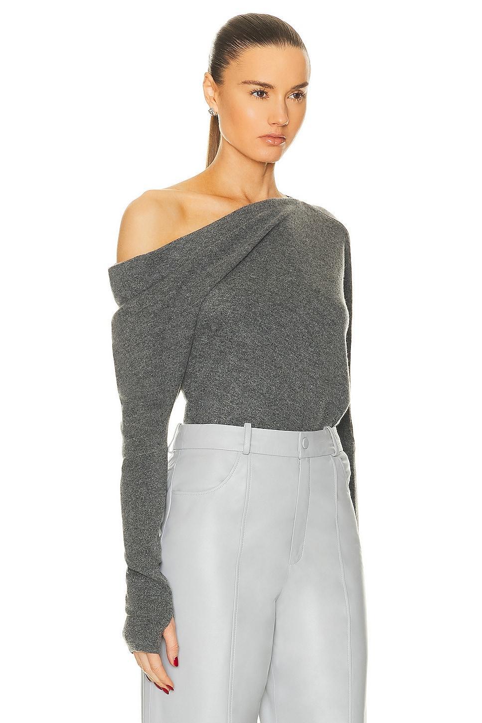 Enza Costa Slouch Sweater in Grey. - size L (also in M, S, XL, XS) Product Image