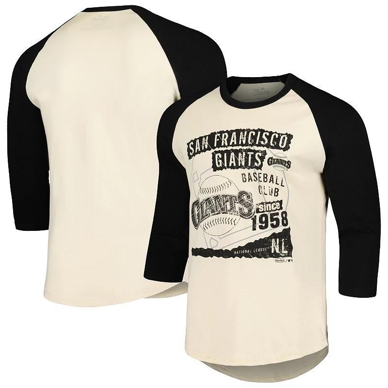 Mens Majestic Threads Cream/Black San Francisco Giants Raglan 3/4-Sleeve T-Shirt Product Image