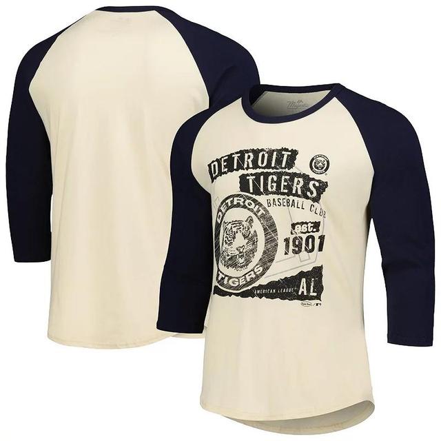 Mens Majestic Threads Cream/Navy Detroit Tigers Raglan 3/4-Sleeve T-Shirt Product Image